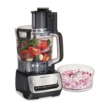 Hamilton Beach 3-Cup 1-Speed Black Stack and Press Food Processor