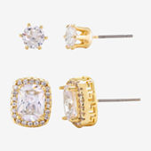 Mixit Hypoallergenic Tri Tone Stud 3 Pair Cubic Zirconia Earring Set,  Color: Multi - JCPenney