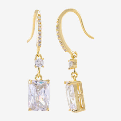 Sparkle Allure Womens Cubic Zirconia 14K Gold Over Brass Drop Earrings
