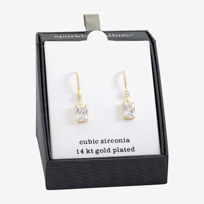 Sparkle Allure Womens Cubic Zirconia 14K Gold Over Brass Drop Earrings