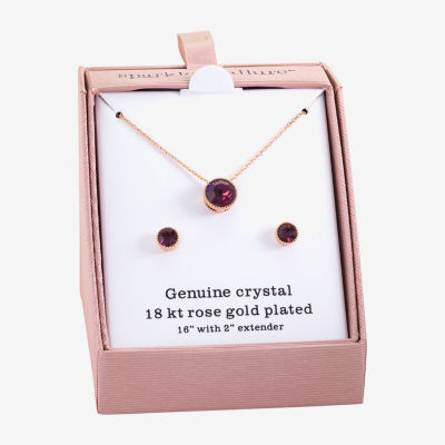 Sparkle Allure Womens 3 1/2 CT. Purple Crystal 18K Rose Gold Over Brass Round 2-pc. Jewelry Set