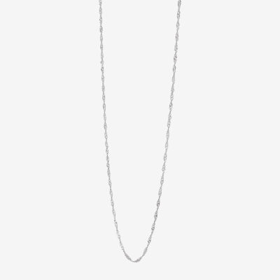 14K White Gold 20" Sparkle Singapore Chain Necklace