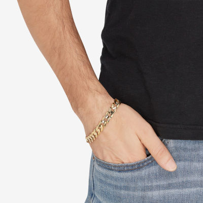 Mens 10K Yellow Gold 9" Curb Bracelet