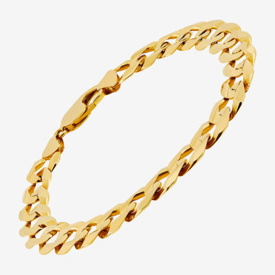 Mens 10K Yellow Gold 9" Curb Bracelet