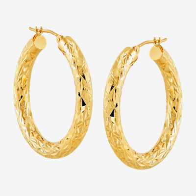 14K Yellow Gold Crystal-Cut Hoop Earrings