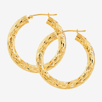 14K Yellow Gold Crystal-Cut Hoop Earrings