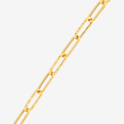 Made in Italy 14K Gold 8 Inch Hollow Paperclip Chain Bracelet