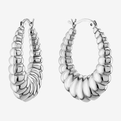 Croissant Womens Sterling Silver Hoop Earrings JCPenney