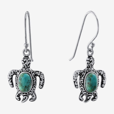 Enhanced Blue Turquoise Sterling Silver Drop Earrings