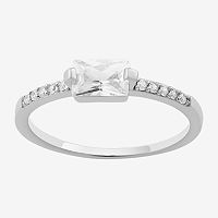 Womens Cubic Zirconia Sterling Silver Round Cocktail Ring, 8, Nocolor