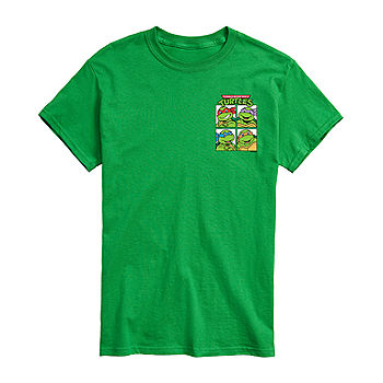 Teenage Mutant Ninja Turtles Men's Group Blocks LC Graphic T-Shirt, Green, Medium, Cotton