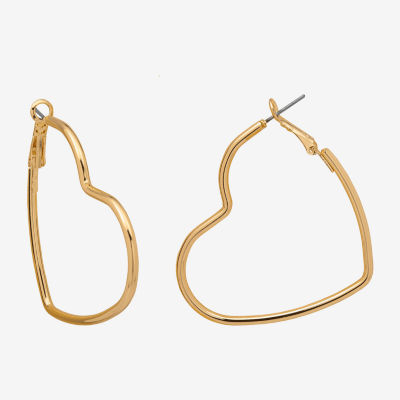 Bijoux Bar Delicates Gold Tone Heart Hoop Earrings