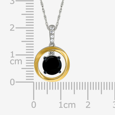 Womens Genuine Black Onyx 10K Gold Sterling Silver Round Pendant Necklaces
