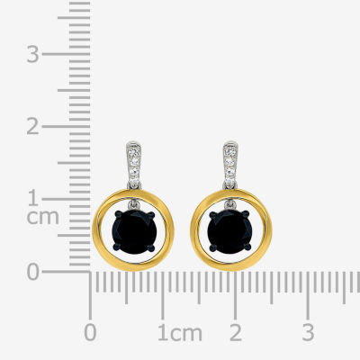 Genuine Black Onyx 10K Gold Sterling Silver Round Drop Earrings