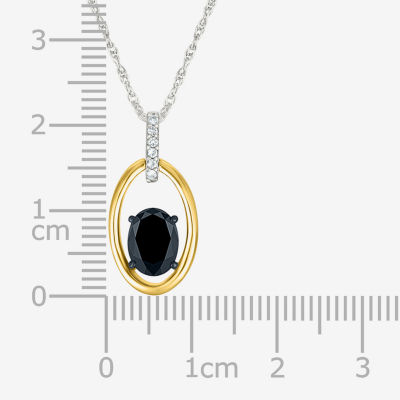 Womens Genuine Black Onyx 10K Gold Sterling Silver Oval Pendant Necklace