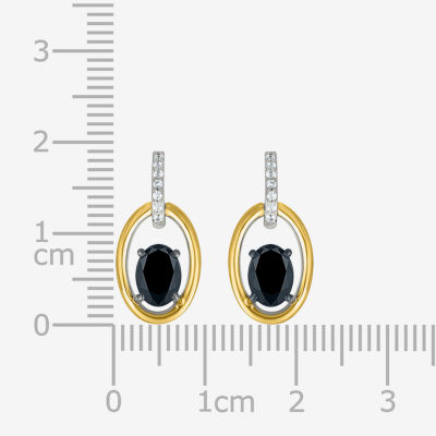 Genuine Black Onyx 10K Gold Sterling Silver Oval Drop Earrings