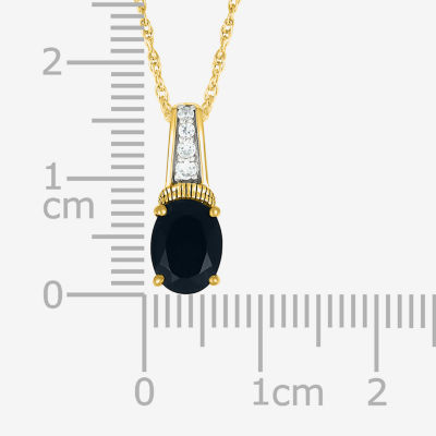Womens Genuine Black Onyx 10K Gold Sterling Silver Oval 18 Inch Pendant Necklace
