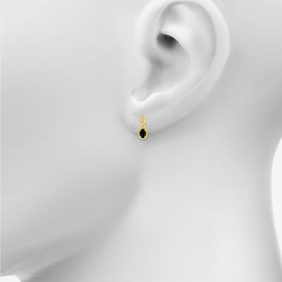 Genuine Black Onyx 10K Gold Sterling Silver 19mm Oval Stud Earrings