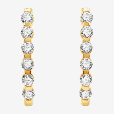 G/ Si1-Si2) 1 CT. T.W. Lab Grown White Diamond 10K Gold 22.8mm Hoop Earrings