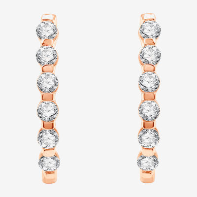 (G / Si1-Si2) 1 CT. T.W. Lab Grown White Diamond 10K White Gold 14K Rose Gold 22.8mm Hoop Earrings