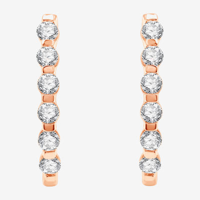 (G / Si1-Si2) Womens 1 CT. T.W. Lab Grown White Diamond 10K White Gold 14K Rose Gold 22.8mm Hoop Earrings