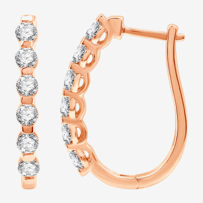 (G / Si1-Si2) 1 CT. T.W. Lab Grown White Diamond 10K White Gold 14K Rose Gold 22.8mm Hoop Earrings