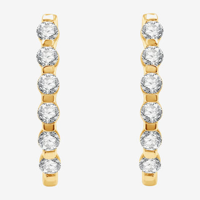 G / Si1-Si2) 1 CT. T.W. Lab Grown White Diamond 10K White Gold 14K Gold 22.8mm Hoop Earrings