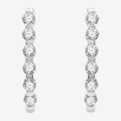 (G / Si1-Si2) 1 CT. T.W. Lab Grown White Diamond 10K White Gold 14K White Gold 22.8mm Hoop Earrings