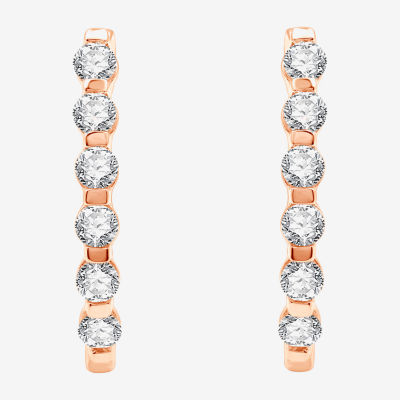 (G / Si1-Si2) 1 CT. T.W. Lab Grown White Diamond 10K White, Yellow, or Rose Gold 22.8mm Hoop Earrings