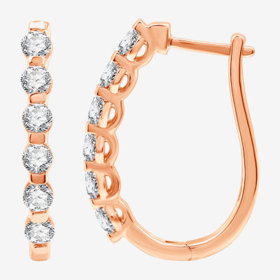 (G / Si1-Si2) 1 CT. T.W. Lab Grown White Diamond 10K Rose Gold 10K White Gold 22.8mm Hoop Earrings