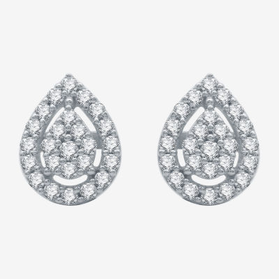 Diamond Blossom 1/4 CT. T.W. Natural White Diamond 10K White Gold 8mm Pear Stud Earrings