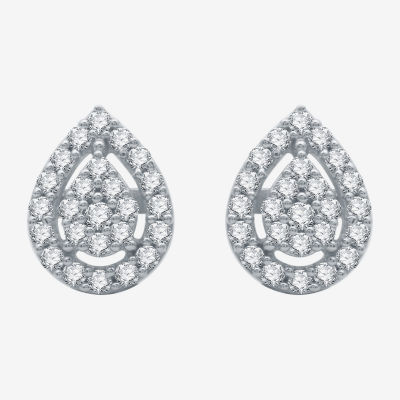 Diamond Blossom 1/4 CT. T.W. Natural White Diamond 10K White Gold 8mm Pear Stud Earrings