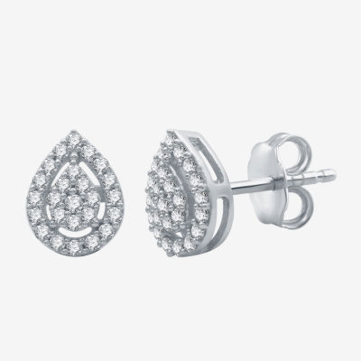 Diamond Blossom 1/4 CT. T.W. Mined White Diamond 10K White Gold 8mm Pear Stud Earrings