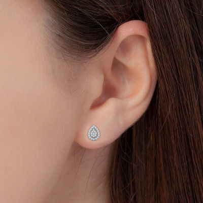 Diamond Blossom 1/4 CT. T.W. Mined White Diamond 10K White Gold 8mm Pear Stud Earrings