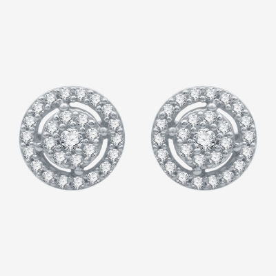 Diamond Blossom 1/4 CT. T.W. Natural White Diamond 10K White Gold 7.4mm Round Stud Earrings