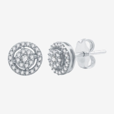 Diamond Blossom 1/4 CT. T.W. Natural White Diamond 10K White Gold 7.4mm Round Stud Earrings