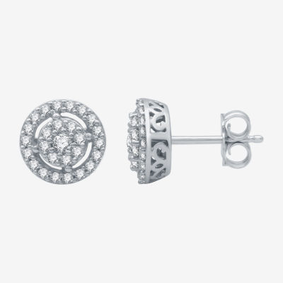 Diamond Blossom 1/4 CT. T.W. Natural White Diamond 10K White Gold 7.4mm Round Stud Earrings