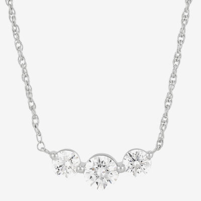 (Si1-Si2/ H-I) Womens 1 CT. T.W. Lab Grown White Diamond 10K White Gold Round Pendant Necklace