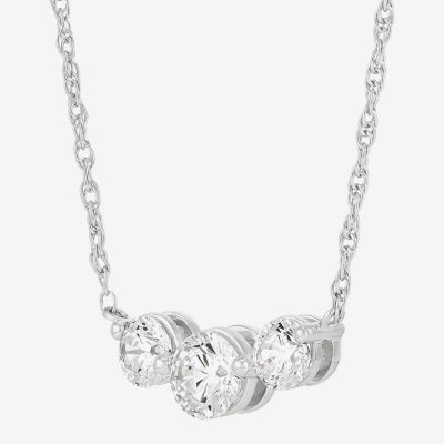 (Si1-Si2/ H-I) Womens 1 CT. T.W. Lab Grown White Diamond 10K White Gold Round Pendant Necklace