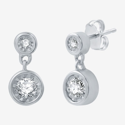 Ever Star (G / SI1-SI2) 1/8 CT.T.W. Lab-Grown Diamond Sterling SIlver 10.2mm Round Stud Earrings