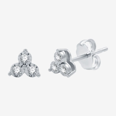 Ever Star (G / SI1-SI2) 1/8 CT. T.W. Lab Grown White Diamond Sterling Silver 5.9mm Triangle Stud Earrings