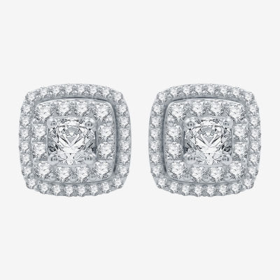 Ever Star (H-I / I1) 1 1/2 CT. T.W. Lab Grown White Diamond 10K White Gold 10.9mm Cushion Stud Earrings