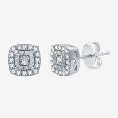 (H-I / I1) 1/4 CT. T.W. Lab Grown White Diamond Sterling Silver 7.4mm Cushion Stud Earrings