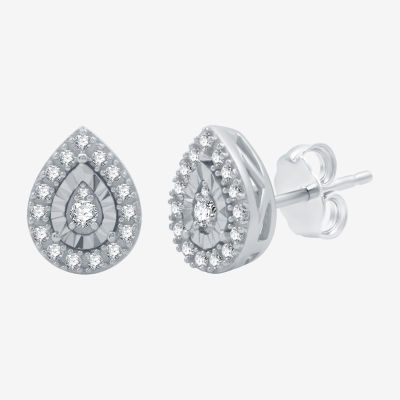 (H-I / I1) 1/4 CT. T.W. Lab Grown White Diamond Sterling Silver 10mm Pear Stud Earrings