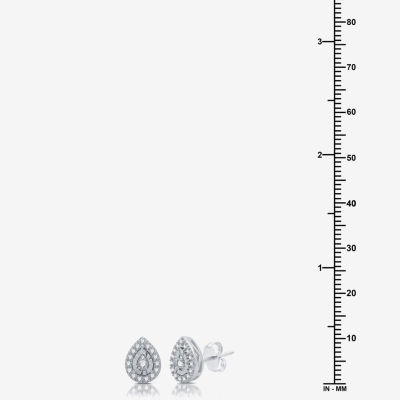 (H-I / I1) 1/4 CT. T.W. Lab Grown White Diamond Sterling Silver 10mm Pear Stud Earrings