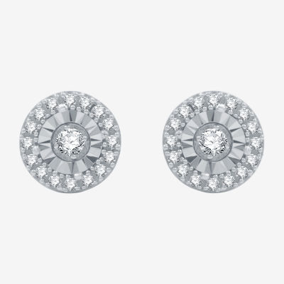 (H-I / I1) 1/4 CT. T.W. Lab Grown White Diamond Sterling Silver 8mm Round Stud Earrings