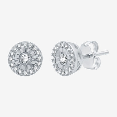 (H-I / I1) 1/4 CT. T.W. Lab Grown White Diamond Sterling Silver 8mm Round Stud Earrings