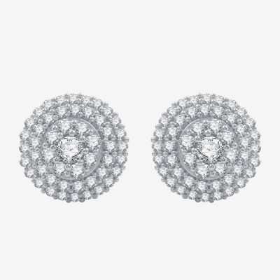 3/4 CT. T.W. Mined White Diamond Sterling Silver 10.1mm Round Stud Earrings
