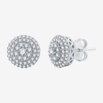 3/4 CT. T.W. Mined White Diamond Sterling Silver 10.1mm Round Stud Earrings