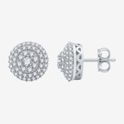 3/4 CT. T.W. Mined White Diamond Sterling Silver 10.1mm Round Stud Earrings